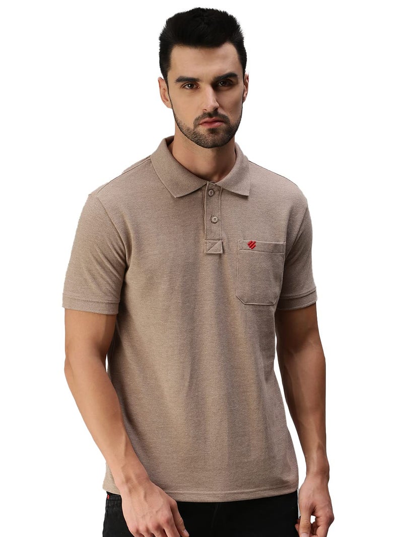 ONN Men's Solid Regular Fit Polo NC432_CML_1PC_Camel_L - Image 1