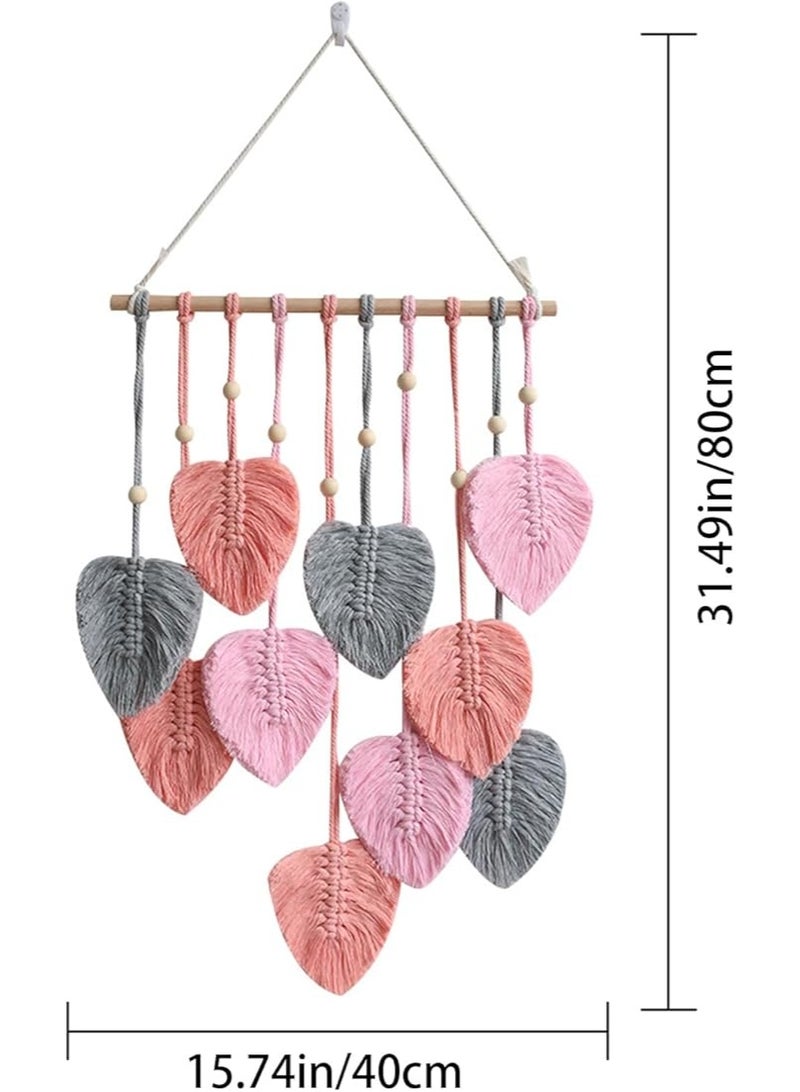Antikiano Macrame Wall Hanging Leaves, Large Feather Wall Hanging Decor Handmade Yarn Woven Wall Art Leaf - 40 x 80 cm - Image 3
