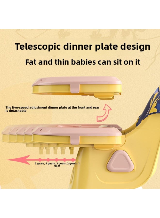 ORiTi كرسي طعام للأطفال، كرسي طعام متعدد الوظائف وقابل للطي، طاولة طعام محمولة للأطفال - وردي - Image 2