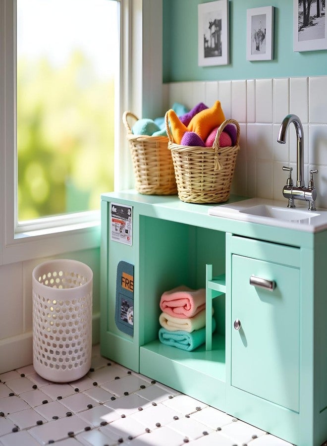 Kryoflare Dollhouse Mini Storage and Laundry Basket, Gray, 1:12 Scale, Plastic Bathroom Laundry Accessory - Image 3