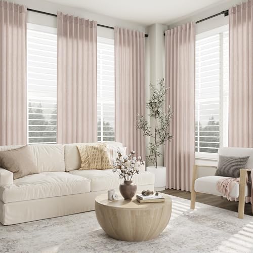 Aersas Oatmeal Pinch Pleat Linen Curtains 84 Inch Length 2 Panels Set for Bedroom Dinging Room Semi Sheer Boho Farmhouse Neutral Window Curtains 84 Inches Long for Living Room Nursery 40x84 - Image 3