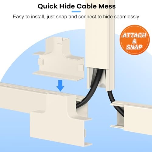 ZhiYo 126in Cord Hider Kit, Wire Hiders for TV on Wall, Paintable Cable Management Kit, Wire Cover for Wall Mount TV, Hide Wires Along Wall, Beige Cord Cover Wall Wire Management, 8xL15.7in W0.95in H0.55in - Image 4