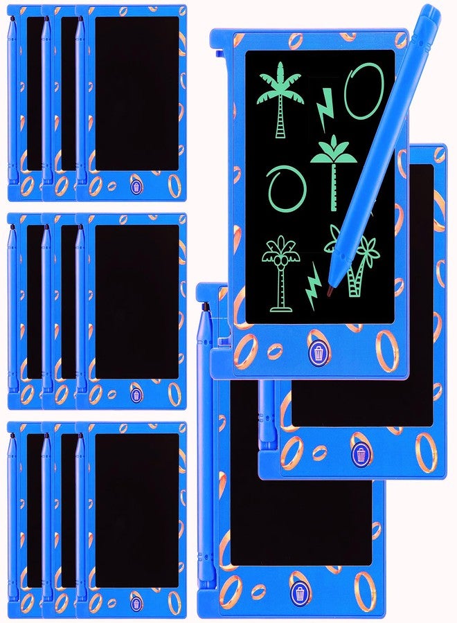 Nezyo 12 Pcs Blue and Golden Rings LCD Writing Tablet for People 4.6 Inch Mini Erasable Reusable Drawing Pads Cartoon Theme Birthday Party Supplies Goodie Bags Stuffers End of Year Gifts - Image 1