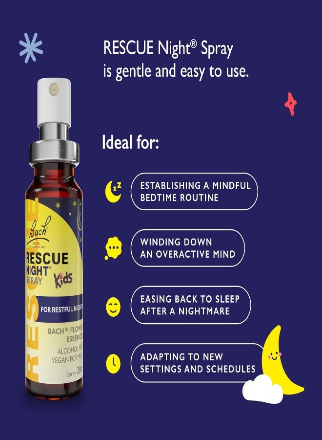 RESCUE Rescue Kids Calm Nights Spray – Alcohol-Free Sleep Support with Gentle Flower Essences – For Ages 3+ – Promotes Calming Bedtime Routine & Inner Calm – 20ml – Vegan & Vegetarian Friendly - Image 4