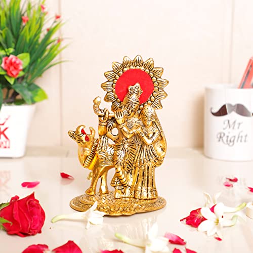 KridayKraft Metal Radha Krishna Standing with Cow Statue for Decorative Home Office and Gifts - Image 5
