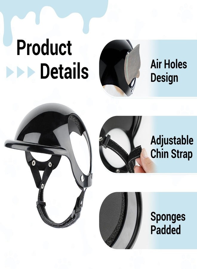 BillionChains Dog Helmet and Goggles for Small Dogs - Pet Goggles Pet Motorcycle Helmet Hat with Ear Holes Adjustable Straps Safety Helmet for Puppy Riding - Black - Image 4