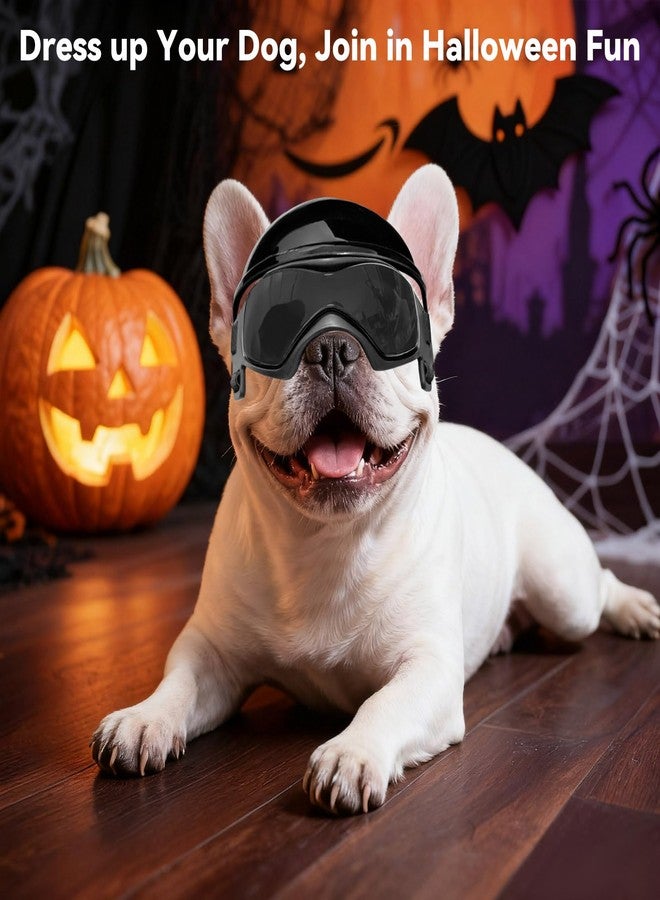 BillionChains Dog Helmet and Goggles for Small Dogs - Pet Goggles Pet Motorcycle Helmet Hat with Ear Holes Adjustable Straps Safety Helmet for Puppy Riding - Black - Image 2