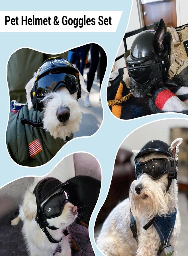 BillionChains Dog Helmet and Goggles for Small Dogs - Pet Goggles Pet Motorcycle Helmet Hat with Ear Holes Adjustable Straps Safety Helmet for Puppy Riding - Black - Image 3