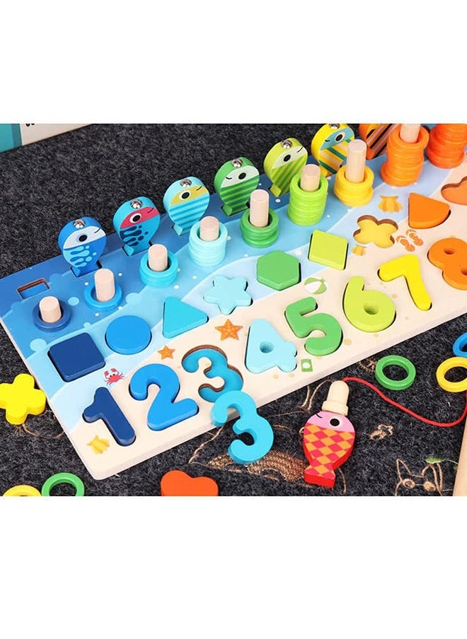YelaJoy - Wooden Number Puzzle for Toddlers, Match Board Math Game Early Learning Toys Color Shape Sorting Number Counting Preschool Education Best Gift for 3-6 years Old Boy and Girl - Image 1