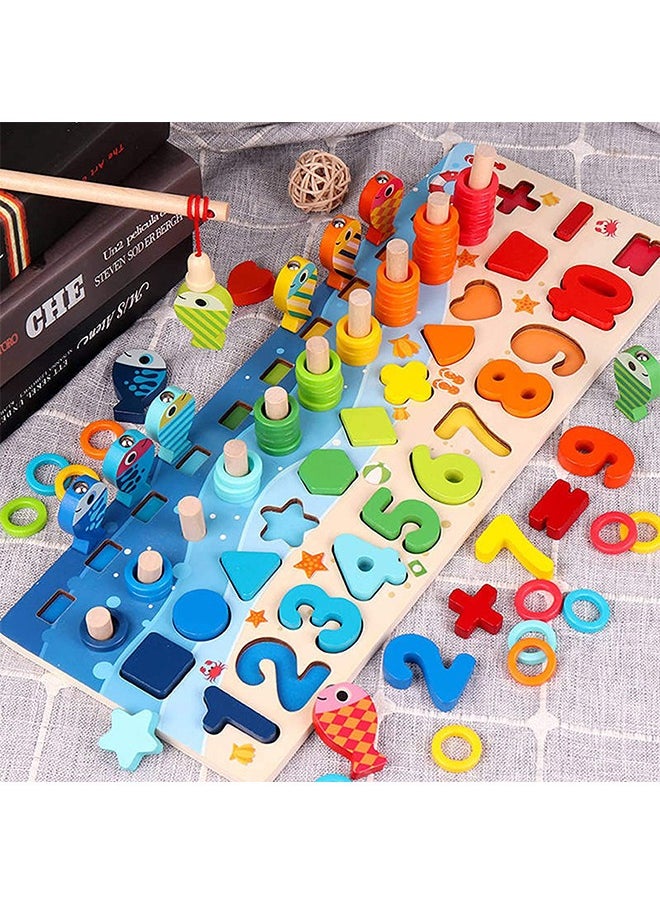 YelaJoy - Wooden Number Puzzle for Toddlers, Match Board Math Game Early Learning Toys Color Shape Sorting Number Counting Preschool Education Best Gift for 3-6 years Old Boy and Girl - Image 1