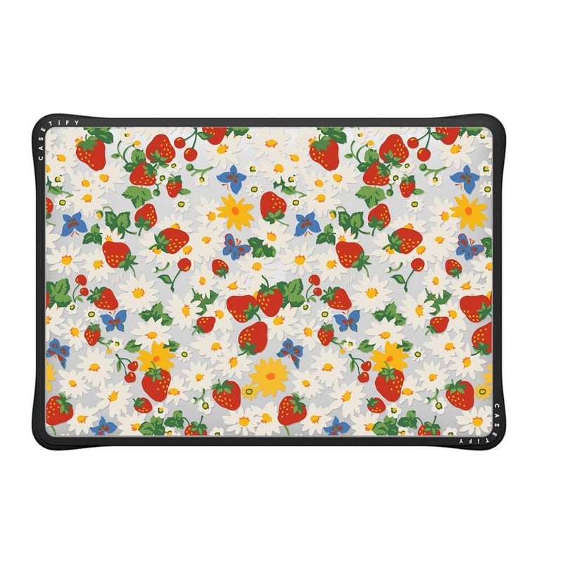 CASETiFY Impact MacBook Air 13 M1Intel Case Cushioned Impact CornersScratchResistantAntiSlip Grip Strawberry Daisy Clear Black
