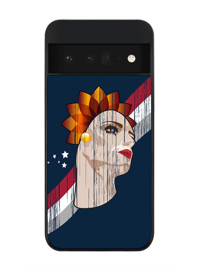 Stylizedd Rugged Black edge case for Google Pixel 6 Pro 5G Slim fit Soft Case Flexible Rubber Edges Anti Drop TPU Gel Thin Cover - Lady Liberty (Blue) - Image 1