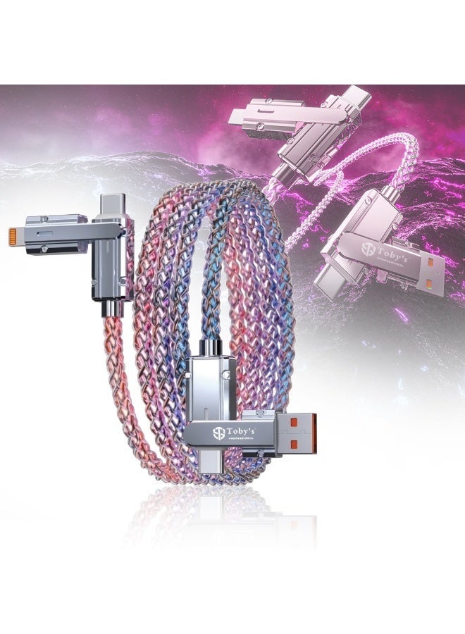 توبيز كابل بيانات Toby’s Professional CC-22 RGB مضفر من النايلون - يدعم الشحن السريع بقدرة 65 واط، خيارات متعددة: USB-C إلى USB-C (65 واط)، USB-C إلى Lightning (22.5 واط)، USB إلى USB-C (12 واط)، USB إلى Lightning (12 واط) مع إضاءة LED RGB - تصميم متين مقاوم للتشابك - Image 2