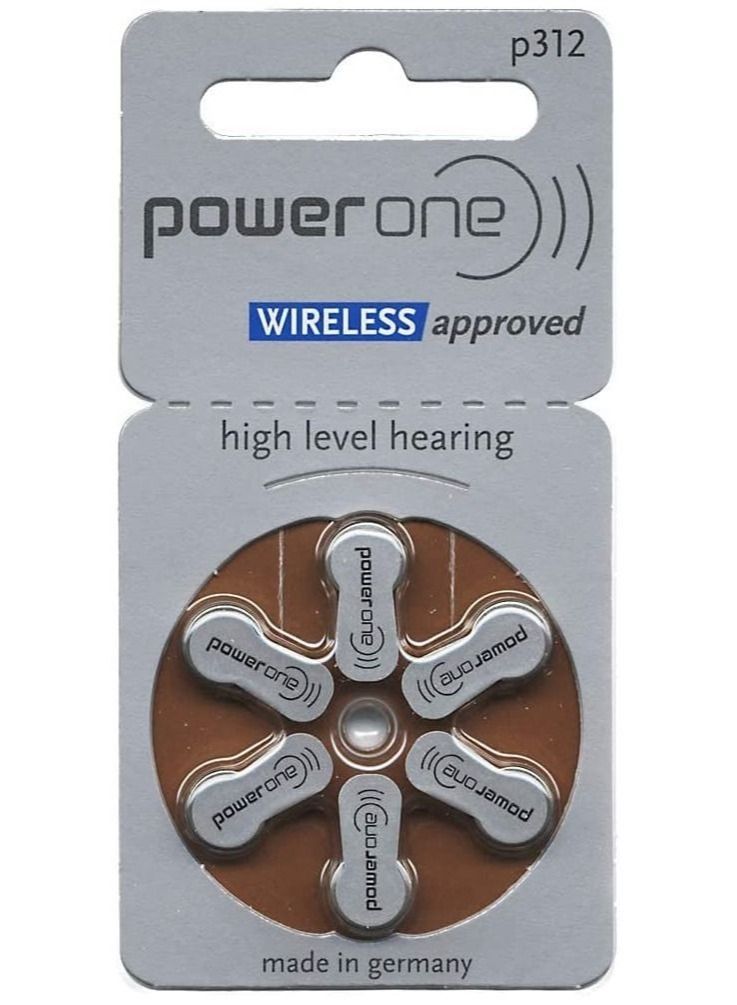 Power One 1.45V Original High Level Hearing Aid Batteries PowerOne P312 Pack Of 60 Pieces (German)  - Image 2