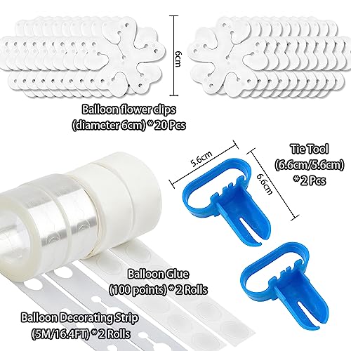 MDOZQ Balloon Arch Kit 20pcs Balloon Flower Clips Tying Tool 328ft Tape Strip 200 Glue Points for Parties - Image 5