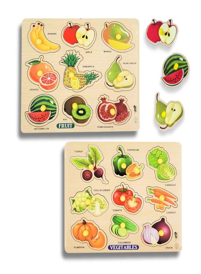 BuGBee Fruits & Vegetables peg Board for Kids | Montessori Toys for 2+ Year Old Boys Girls (Large-Fruits-Vegetable) - Image 1