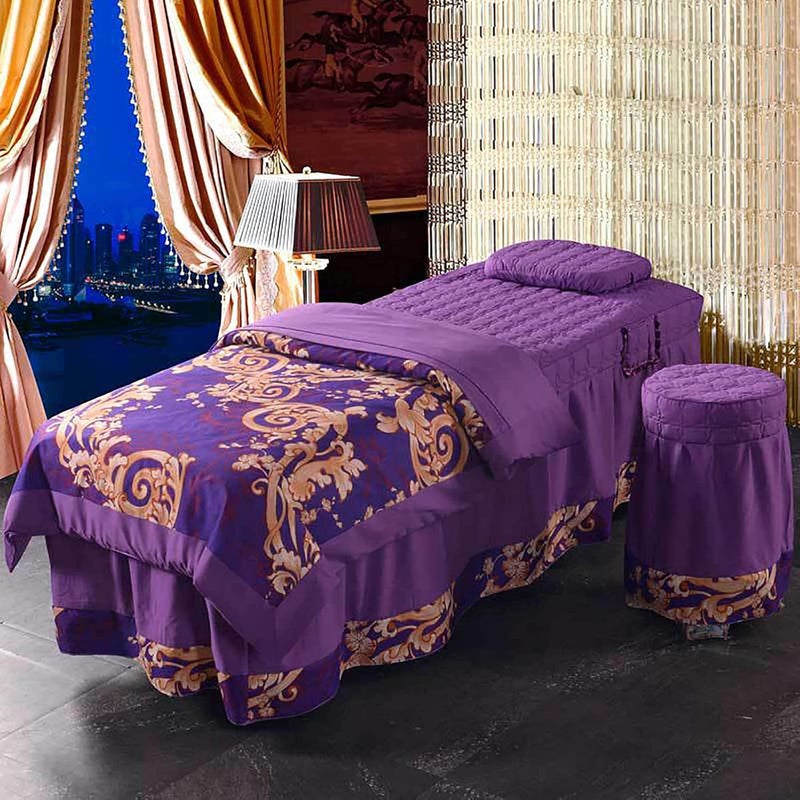 KKLT 4-Piece Microfiber Massage Table Sheet Set,Premium Beauty Bedspreads Solid Color Machine Washable for Body Massage-P 185x70cm(73x28inch)