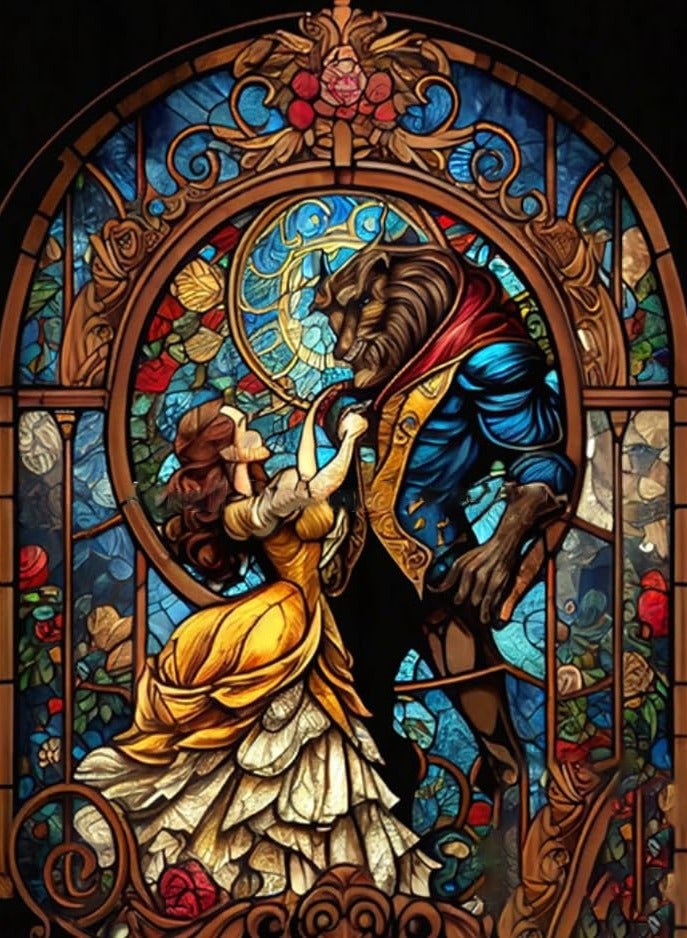Diamond Painting Kits for Adults for Beginners 12x16inch Beauty and The Beast DIY 5D Diamond Art Kits Full Drill Diamond Dots Paintings with Diamonds Gem Arts Crafts for Home Wall Decor Gifts