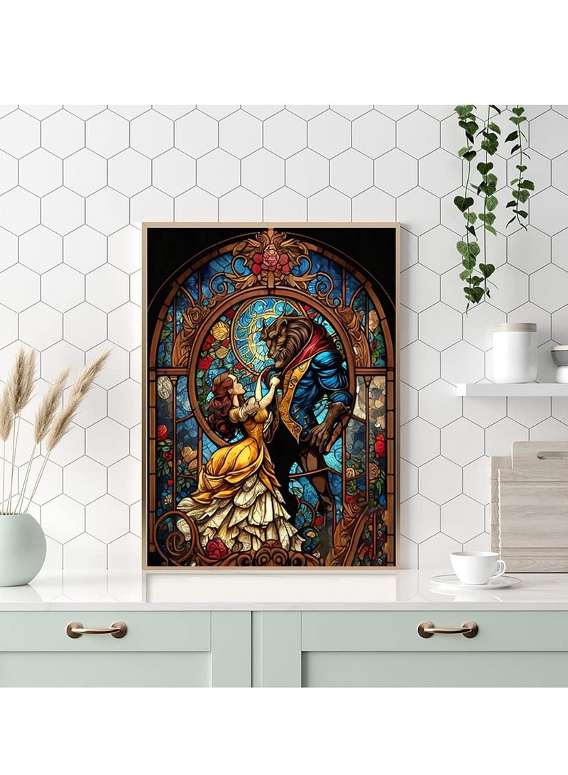 Diamond Painting Kits for Adults for Beginners 12x16inch Beauty and The Beast DIY 5D Diamond Art Kits Full Drill Diamond Dots Paintings with Diamonds Gem Arts Crafts for Home Wall Decor Gifts