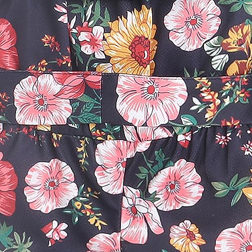 Hopscotch Girls Floral Print Playsuit In Navy Color for Ages 9-12 Months - Image 4