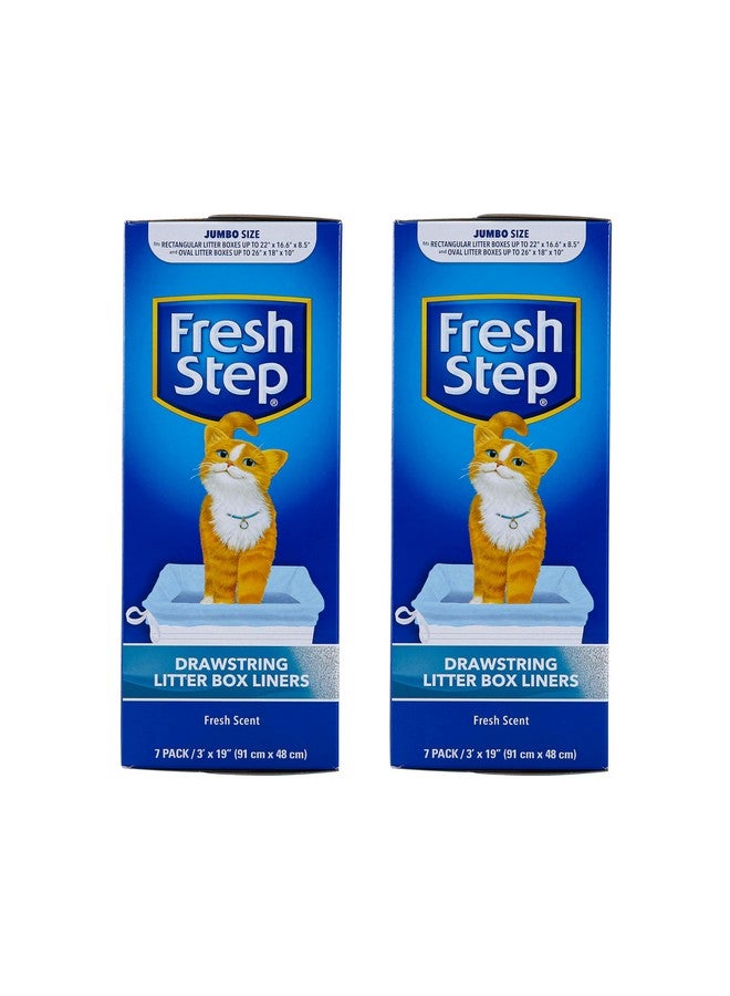 Fresh Step Drawstring Cat Litter Box Liners, Scented, Jumbo Size, 36" x 19" - 7 Count Per Box, 2 Boxes, Kitty Litter Bags, Cat Litter Liners for All Cats to Keep Your Home Clean - Image 1