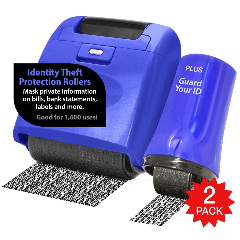 Identity Theft Prevention Wide Roller Security Stamp Kit Blue