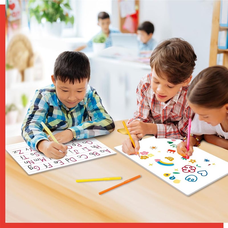 Gethelud 8 Sheets Dry Erase Lined Whiteboard, Double Sided Ruled Writing Board & Handwriting Practice Tool for Classroom, School, Office Supplies Whiteboard (9” x 12”) - Image 5