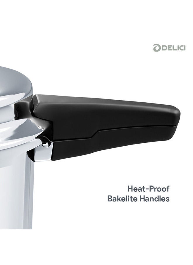 DELICI - 5Liters Stainless Steel Pressure Cooker 5L (SPC5E)  Quick Heating Induction Base, Safe Gasket Release, Heavy Base Sandwich Bottom - Ideal for High Thermal Cooking Silver - Image 1