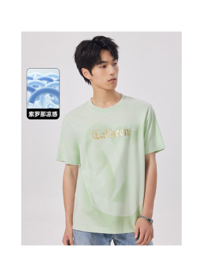 Cabbeen Short Sleeve Men's T-shirt High-frequency Hot Stamping Logo Trendy Casual T-shirt Men's Wear - Image 1