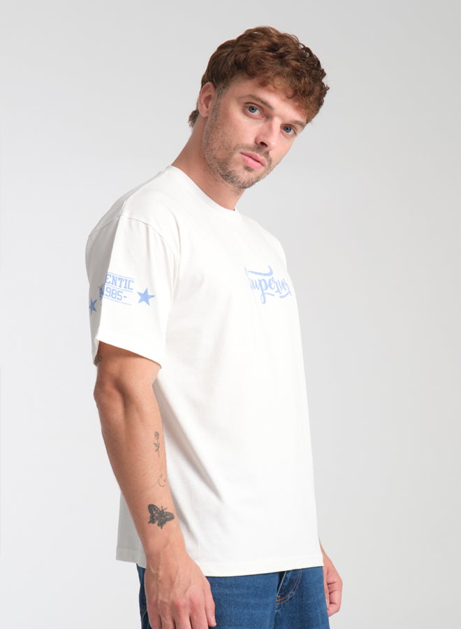 trendyol White Oversize Fluffy Cotton T-shirt - Image 1