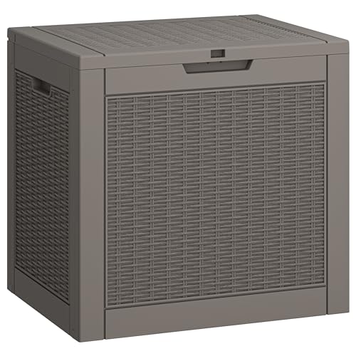 LHBGO 31 Gallon Deck Box, Resin Outdoor Storage Box, Waterproof and UV Resistant Deck Box, Lightweight Storage Box for Garden Tools, Pool Supplies - Image 1