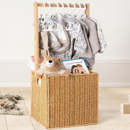 GiftAmaz Baby Shower Crate Closet Large HandWoven Rattan Storage Crates with Handle Baby Shower Gifts Baby Welcome Box Nursery Basket for Newborn Boys Girls Pregnancy Gifts for New Parents - Image 1