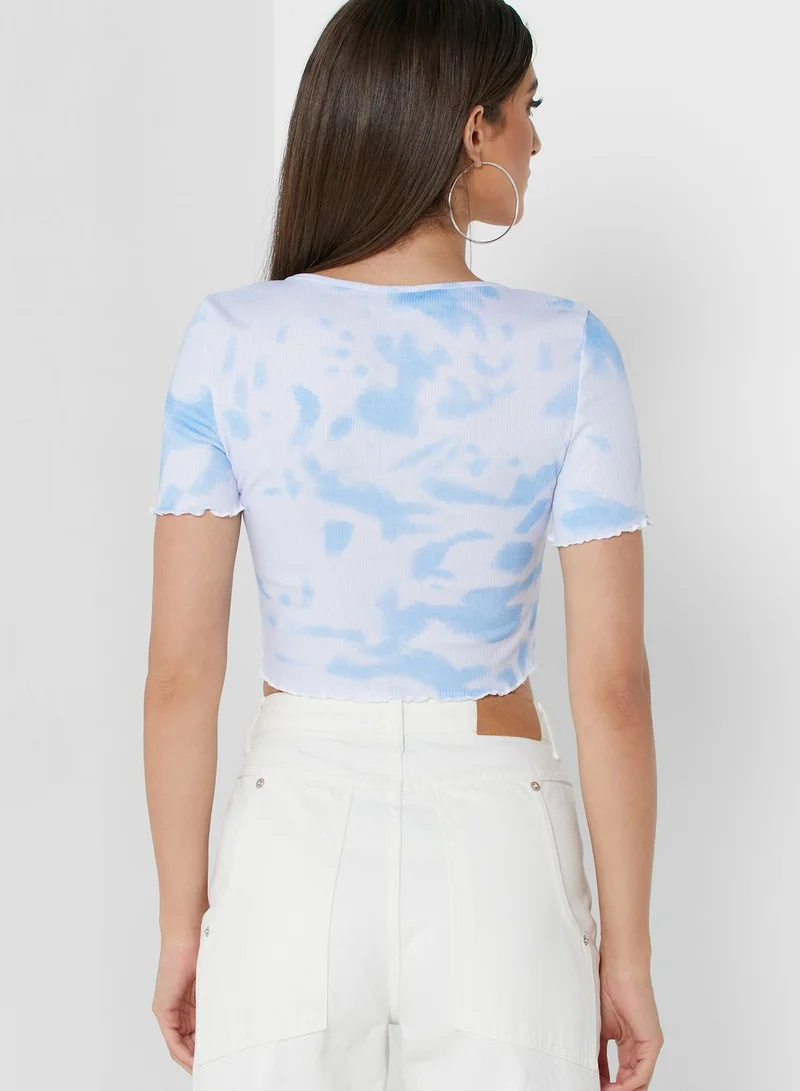 Ginger Lettuce Trim Tie Dye Crop Top