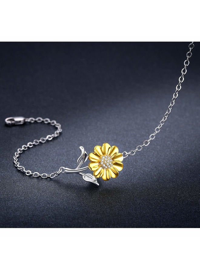 Cuoka Sunflower Ankle Bracelet 925 Sterling Silver Sunflower Anklet Bracelets Jewelry Gift For Women Girlfriend Daughter with Gift Box, Adjustable, Sterling Silver , not known - Image 2