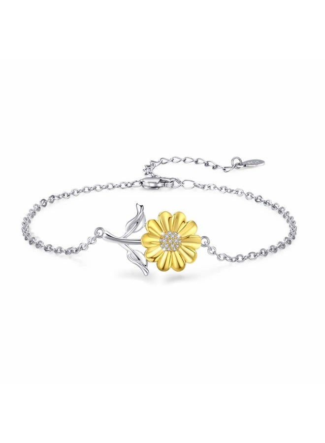 Cuoka Sunflower Ankle Bracelet 925 Sterling Silver Sunflower Anklet Bracelets Jewelry Gift For Women Girlfriend Daughter with Gift Box, Adjustable, Sterling Silver , not known - Image 1