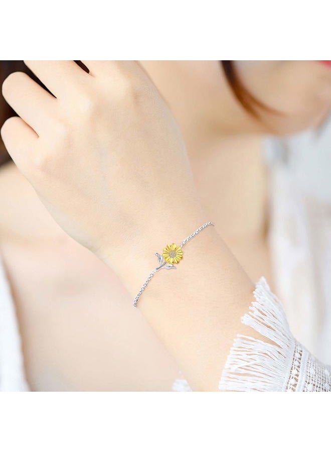 Cuoka Sunflower Ankle Bracelet 925 Sterling Silver Sunflower Anklet Bracelets Jewelry Gift For Women Girlfriend Daughter with Gift Box, Adjustable, Sterling Silver , not known - Image 3