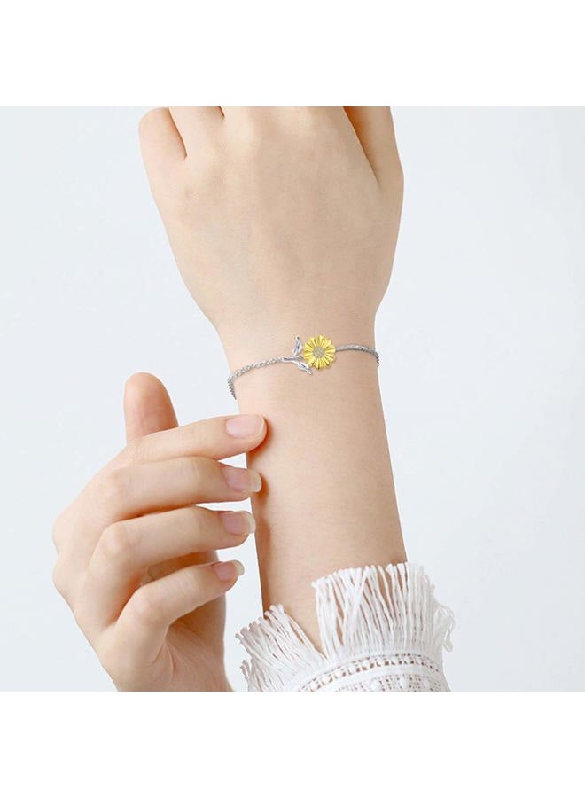 Cuoka Sunflower Ankle Bracelet 925 Sterling Silver Sunflower Anklet Bracelets Jewelry Gift For Women Girlfriend Daughter with Gift Box, Adjustable, Sterling Silver , not known - Image 4