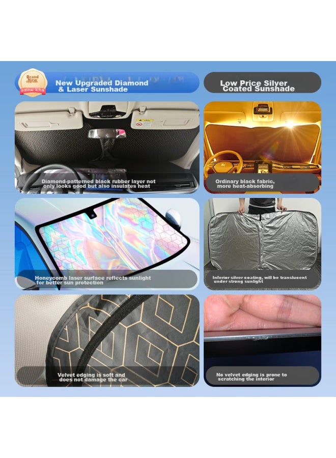 DiGallen Digalun Summer Car Sunshade, Heat Insulation, Sun Protection, Front Windshield Cover, Car Sun Umbrella, Sun Visor, Vehicle Sunshade - Image 2