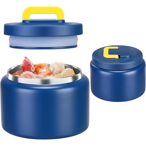JXXM 8 Oz Thermo Food Jar for Hot & Cold Food for Kids, Insulated Lunch Containers Hot Food Jar,Leak-Proof Vacuum Stainless Steel Wide Mouth Lunch Soup Thermo for School (BLUE-Pure) - Image 1