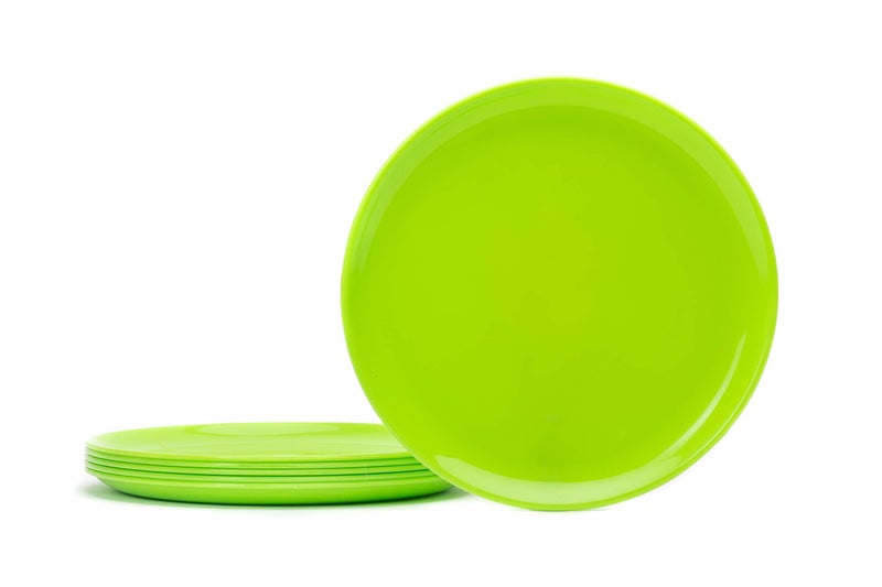 URMILA PLASTIC® Microwave Safe & Unbreakable Plastic Plates Round Full Dinner Plates (Set of 6, Green) 11 inch - Image 4