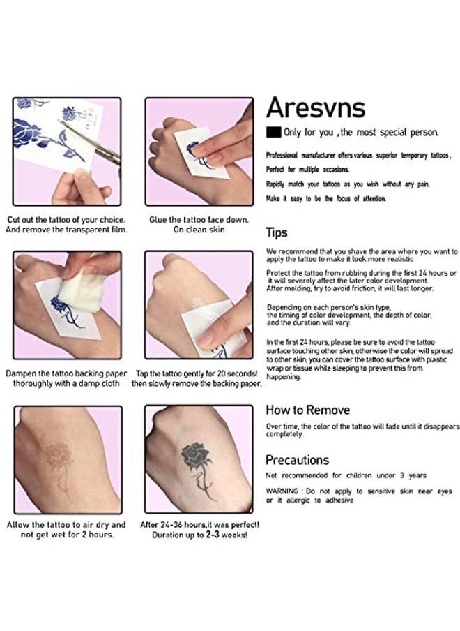 Aresvns - Semi Permanent Tattoos, 8 Sheet Waterproof and Long-Lasting 2 Weeks, Plant-Based Ink Realistic Fake Tattoos Stickers for Women Men and Kids (Ocean) Christmas Gift - Image 1