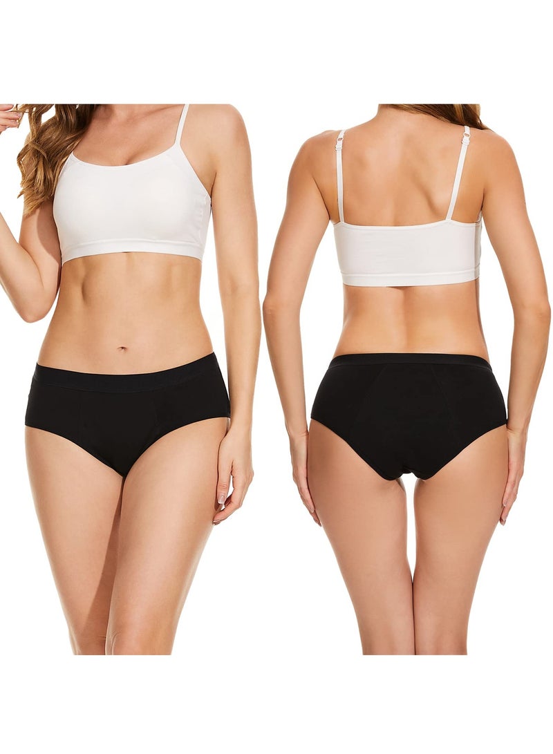 SYOSI 4 Pack Womens Menstrual Period Panties, Leak Proof Period Panties Super Comfy Period Panties Cotton Menstrual Panty for Teens Girls Large Black - Image 2