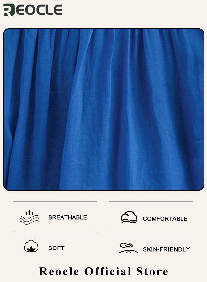 REOCLE Women's Maxi Dresses Smocked Floral Dress Crewneck Lace Tiered Midi Dresses Beach Summer Long Dress Bridesmaid Cocktail Party Maxi Dress - Image 4