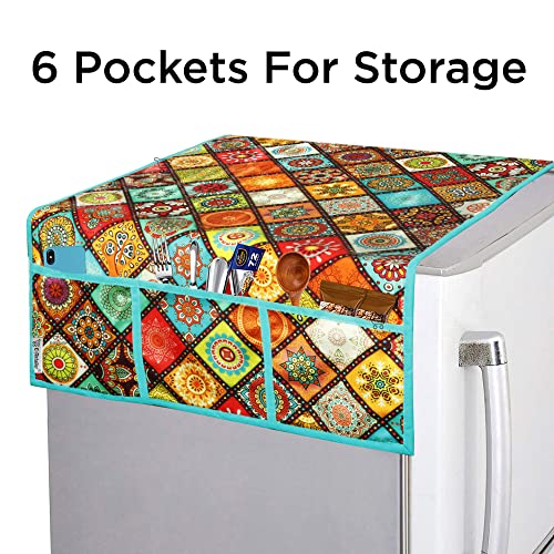 E-Retailer® Exclusive 3-Layered Polyester Combo Set of Appliances Cover (1 Pc. of Fridge Top Cover, 1 Pc. of Microwave Oven Top Cover) (Color-Multi, Design-Ethnic, Set Contains-2-Pcs.) - Image 3