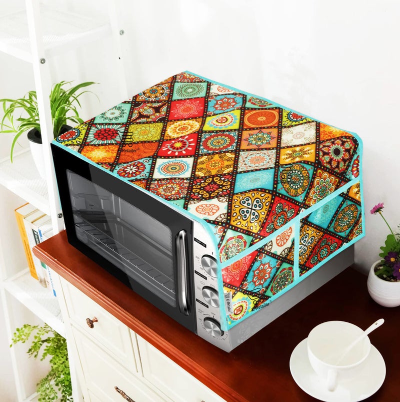 E-Retailer® Exclusive 3-Layered Polyester Combo Set of Appliances Cover (1 Pc. of Fridge Top Cover, 1 Pc. of Microwave Oven Top Cover) (Color-Multi, Design-Ethnic, Set Contains-2-Pcs.) - Image 5