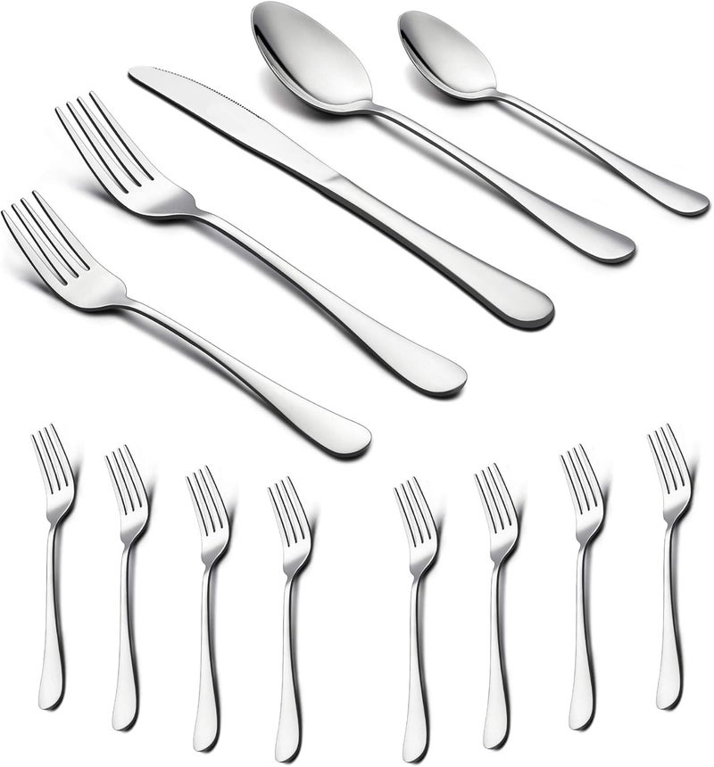 LIANYU 72Piece Silverware Set with Extra Forks Stainless Steel Flatware Cutlery Set for 12 Fork Spoon Knife Set Eating Utensils Tableware Dishwasher Safe - Image 1