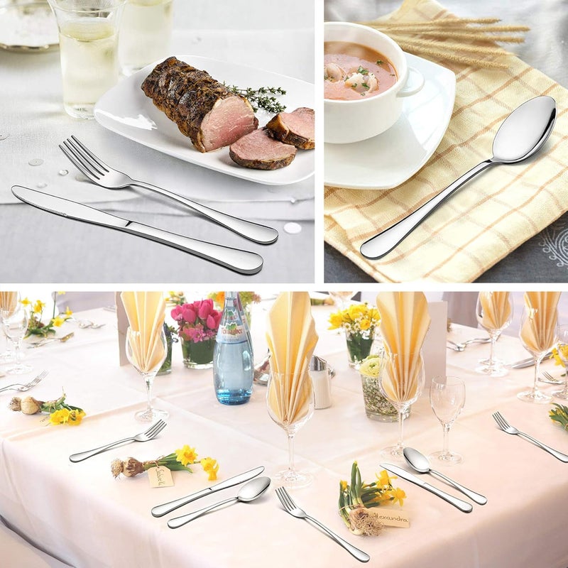 LIANYU 72Piece Silverware Set with Extra Forks Stainless Steel Flatware Cutlery Set for 12 Fork Spoon Knife Set Eating Utensils Tableware Dishwasher Safe - Image 3