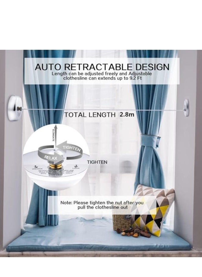 AIWANTO Retractable Clothesline Portable Duty Indoor and Outdoor Washing Line with Wall Mount(Silver)  - Image 5