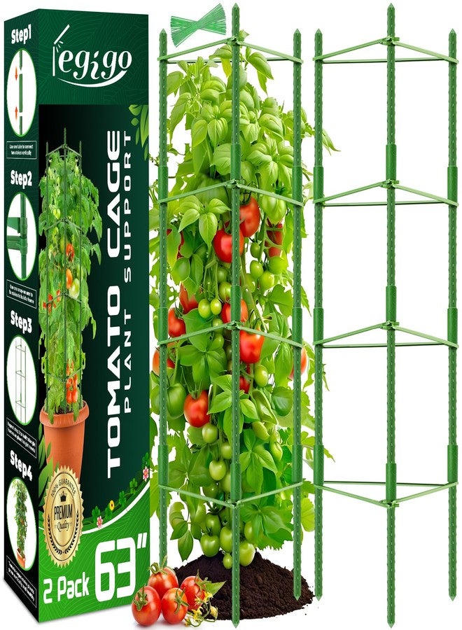 Legigo 4-Pack Tomato Cage for Garden Plant Support- Up to 63inch Garden Stakes Tomato Cage, Tomato Trellis for Potted Plants, Tomato Cages Plant Stakes for Climbing Vegetables Plants Flowers - Image 1