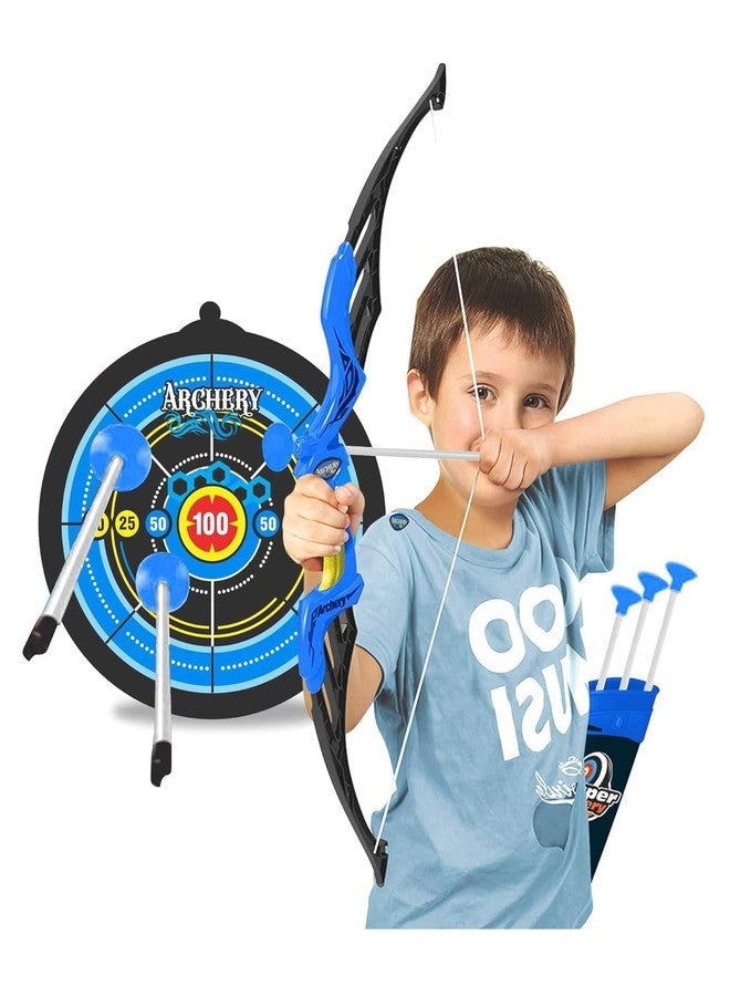 PANCHANI Outdoor/Indoor Archery Set for Kids/Bow and Arrow Target Practice Set/Quiver for Boys Girls Age 3 Years Plastic Toy Multicolour (Blue) - Image 1
